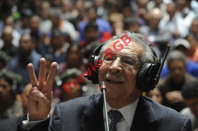 El exjefe de Estado de facto de 1982, José Efraín Ríos Montt, durante su juicio por cargos de genocidio. (Foto Prensa Libre: Hemeroteca PL)