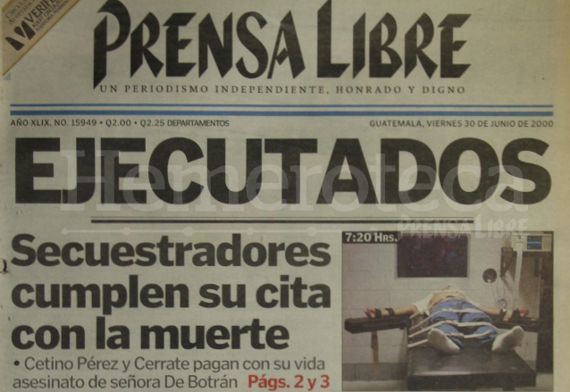 Portada de Prensa Libre del 30 de junio de 2000. (Foto: Hemeroteca PL)