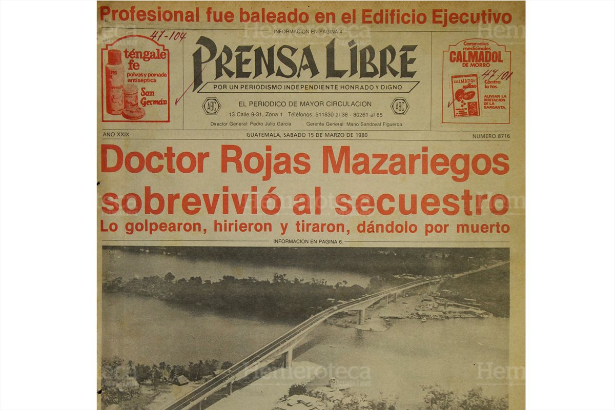 Portada de Prensa Libre del 15/3/1980 informa sobre la inauguración del puente sobre el Río Dulce, Izabal. (Foto: Hemeroteca PL)