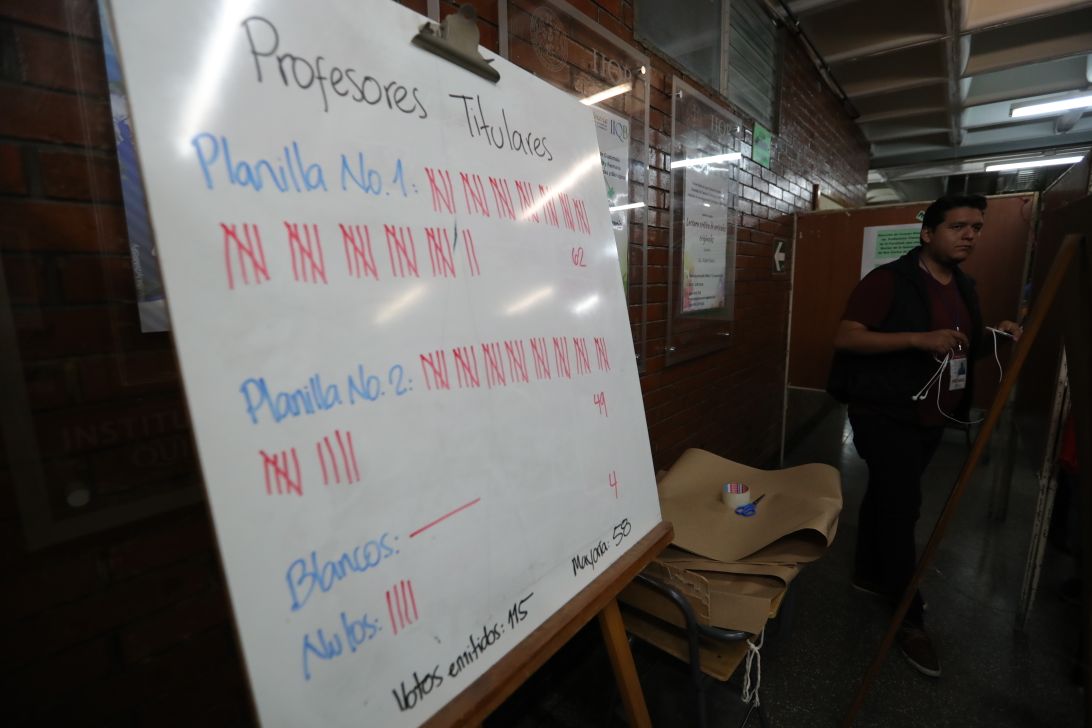Conteo de votos en la facultad de Ciencias Químicas y Farmacia
