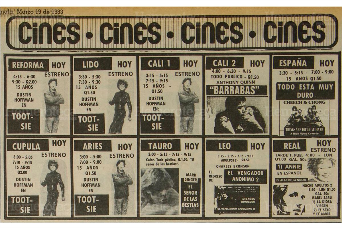 Películas clásica estrenadas en marzo de 1983 en las ya desaparecidas salas de cine. (Foto: Hemeroteca PL)
