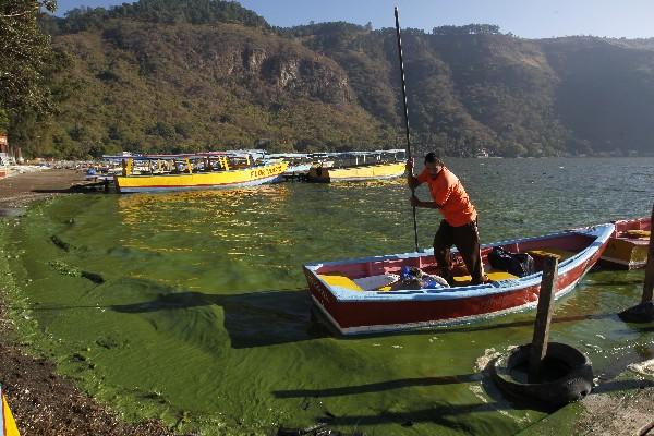 La agonía del lago se refleja en el  ya perenne verde que caracteriza sus aguas.
