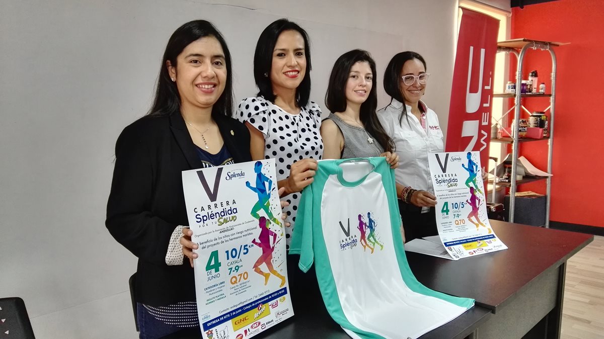 Presentan imagen de la quinta carrera Por tu Salud que este año apoyará al instituto de Hermanos Maristas. (Foto Prensa Libre: Roni Pocón)