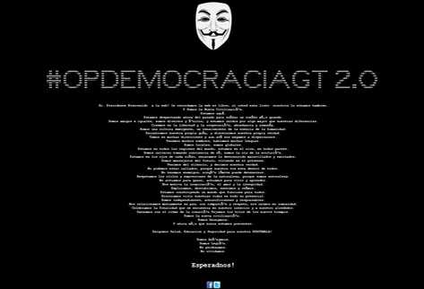 Aviso que Anonymous publicó en los sitios gubernamentales.