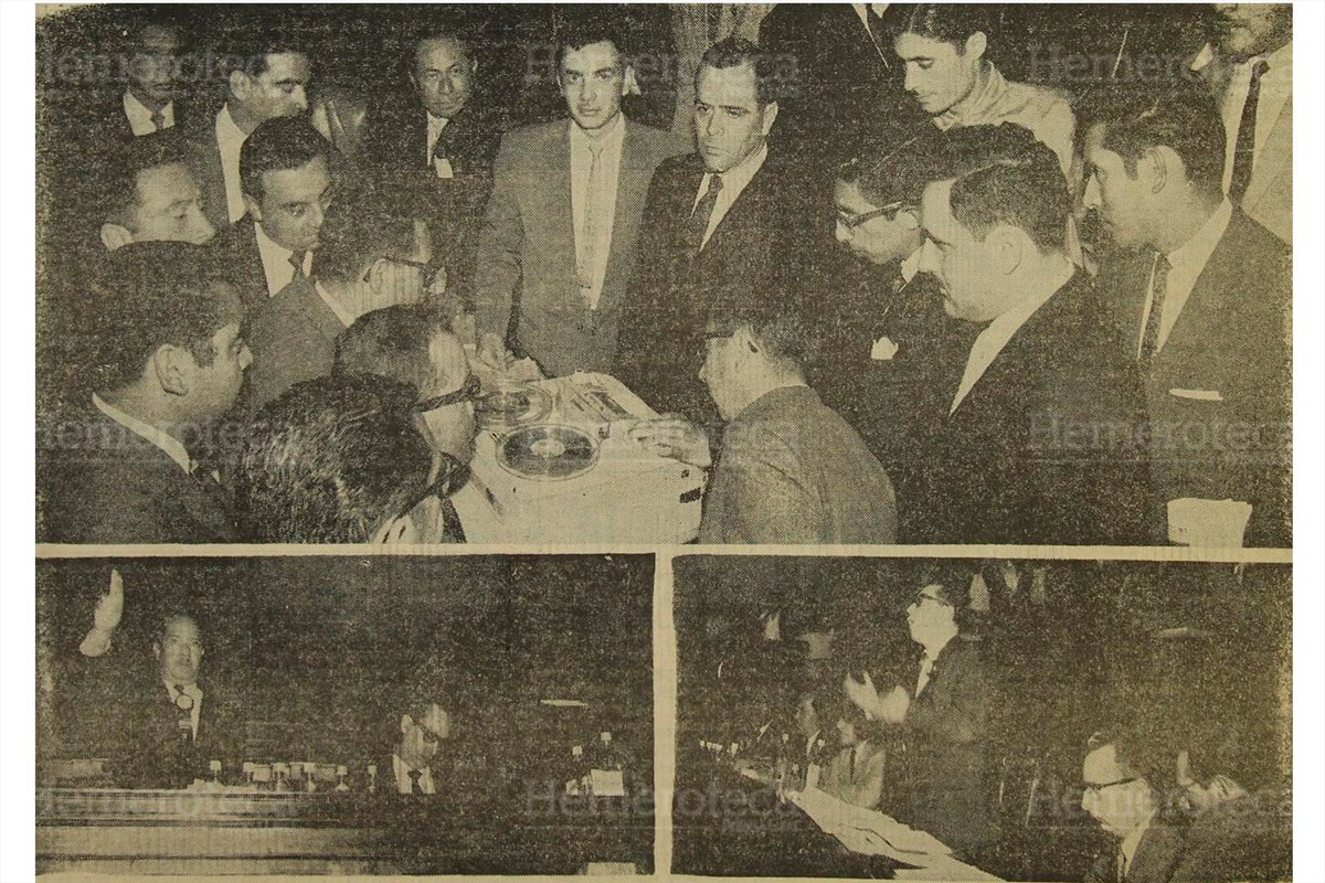 Tres aspectos de la interpelación del ministro de Hacienda Manuel Bendfeldt Jáuregui, en septiembre de 1961, por su participación en supuestos chantajes relacionados con la compra de tapones para botellas de licor. (Foto: Hemeroteca PL)