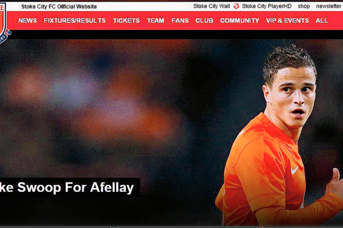 El sitio oficial del Stoke City hizo oficial la contratación de Afellay. (Foto Prensa Libre: TodoDeportes)