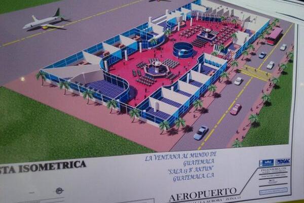 Maqueta de la futura sala de espera de pasajeros en el Aeropuerto Internacional La Aurora. (Foto Prensa Libre: Geovanni Contreras)