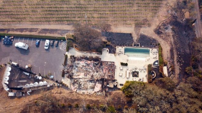 De acuerdo con los reportes de los bomberos, cuatro empresas vinícolas quedaron destruidas y hay más de 91.000 casas y negocios sin electricidad. AFP
