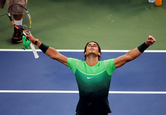 Rafa Nadal celebra su triunfo en Nueva York (Foto Prensa Libre: AP)