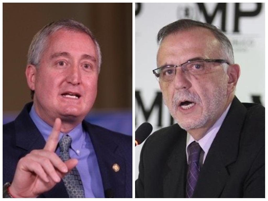 El ministro de Gobernación (Mingob), Enrique Antonio Degenhart, y el Comisionado Iván Velásquez. (Foto Prensa Libre: Elaboración Propia)