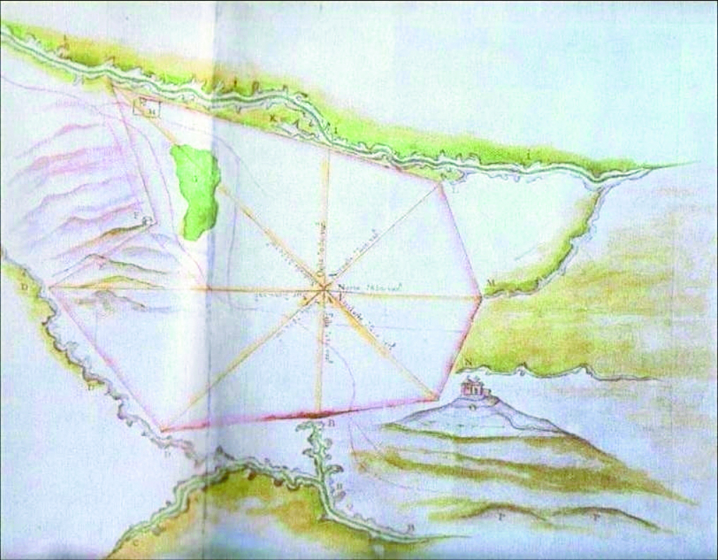 Mapa de la ciudad antes del traslado de la capital; se observa (en verde) la laguneta San Juan de Dios. (Foto: Museo de Historia)