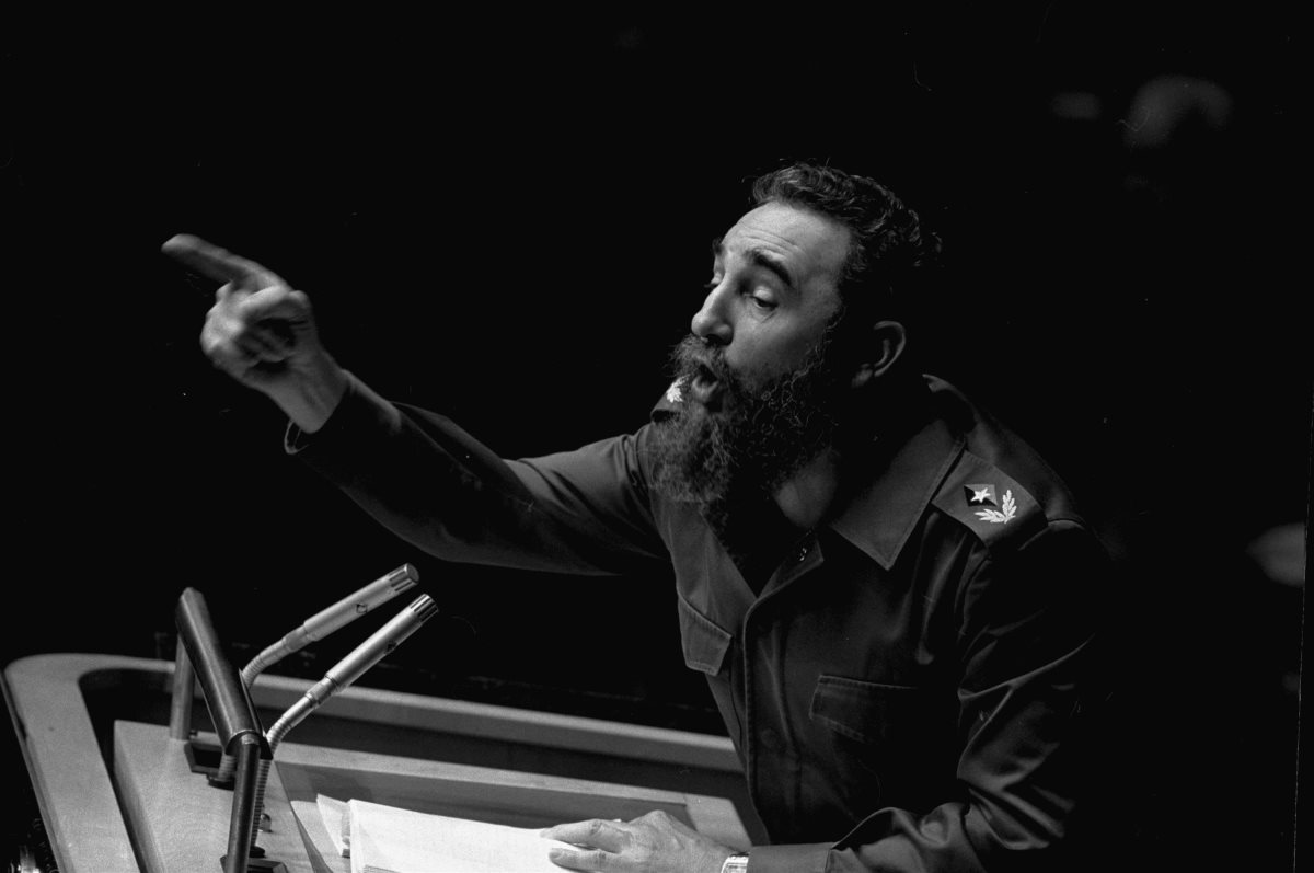 Fidel Castro, durante un discurso ofrecido en la ONU en 1979. (Foto Prensa Libre: AP)