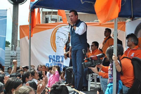 Alejandro Sinibaldi durante la actividad pública en San Marcos (Foto Prensa Libre: Aroldo Marroquín) <br _mce_bogus="1"/>
