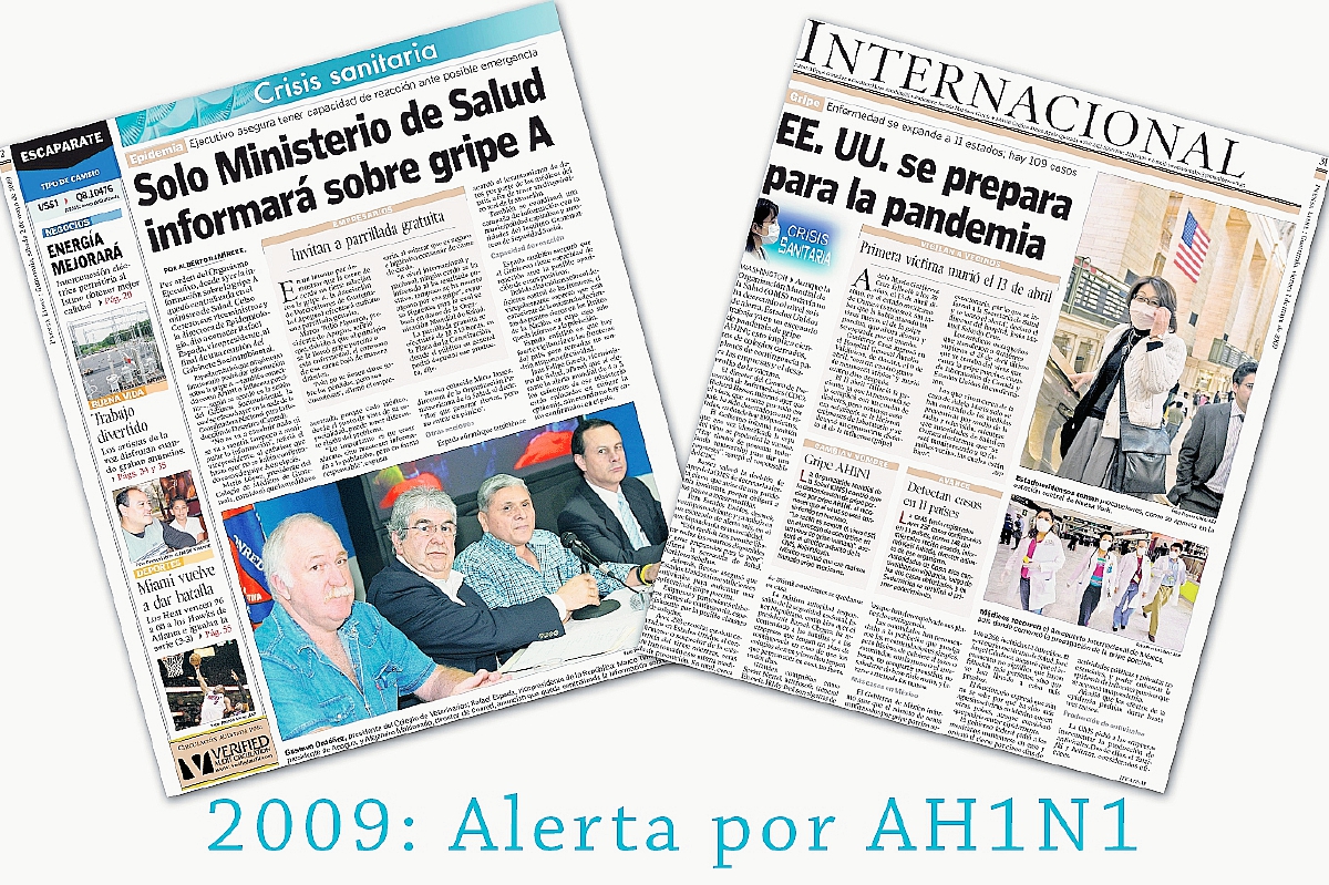 Prensa Libre dio amplia cobertura a la pandemia de la gripe A (H1N1)en 2009. (Fotoarte: Hemeroteca PL)