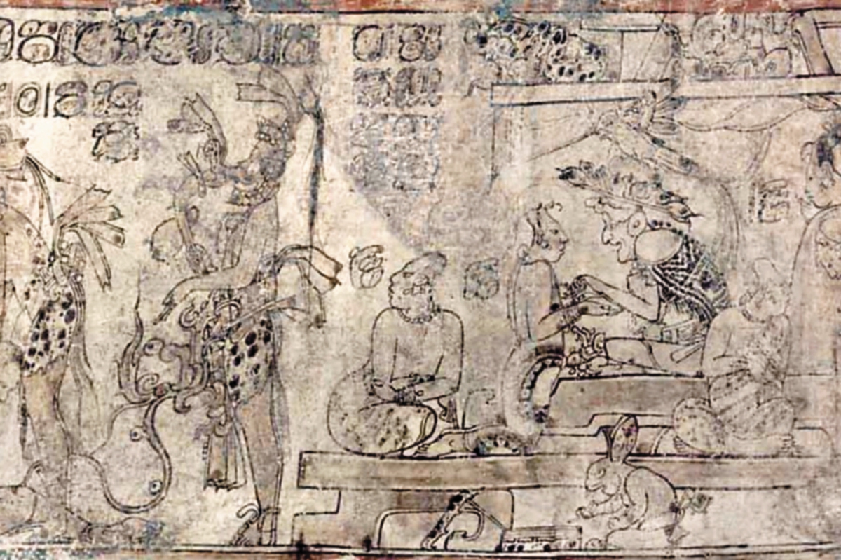 El conejo que aparece en la parte inferior de esta vasija está asociado en la mitología maya a la escritura.