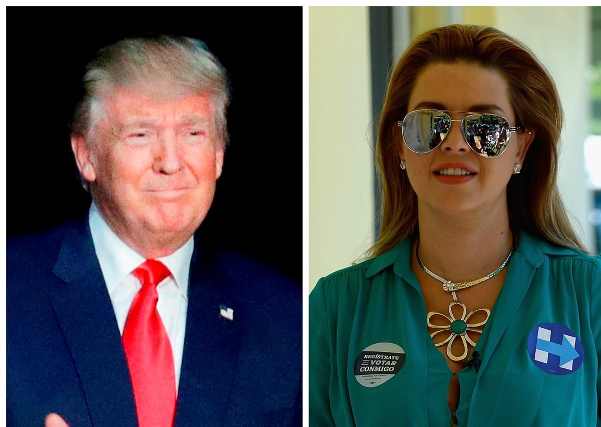 Donald Trump arremete contra Alicia Machado después del primer debate presidencial, donde Hillary Clinton sacó a relucir el maltrato del magnate hacia la ex reina de belleza. (Foto Prensa Libre: AP y AFP)