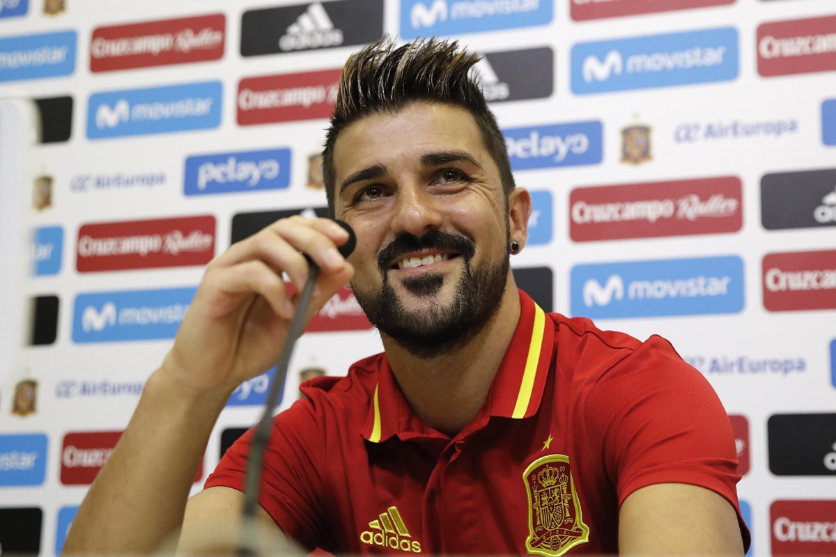 David Villa durante la conferencia de prensa de la selección española en Las Rozas. (Foto Prensa Libre: EFE)