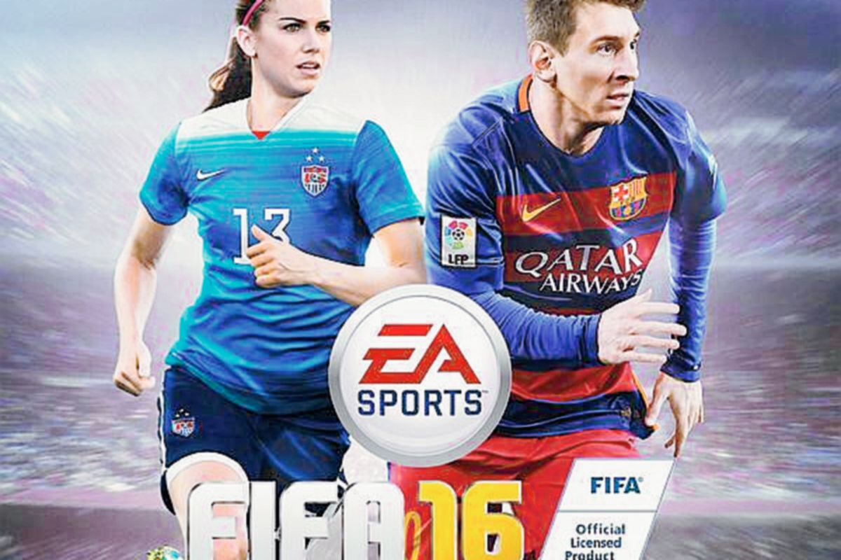 Morgan y Messi derrochan talento en la portada de la nueva edición del videojuego. (Foto Prensa Libre: FIFA 16)