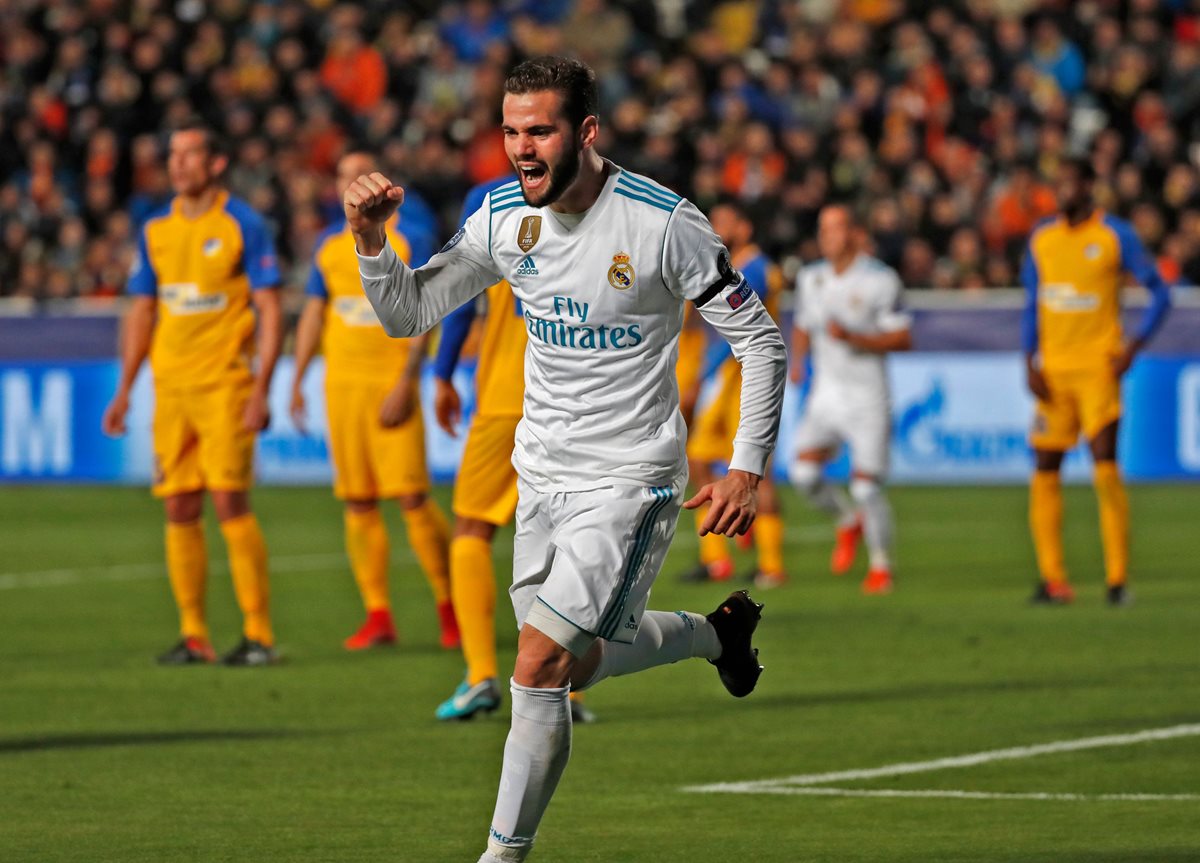 Nacho festejó el tercer tanto de Real Madrid.