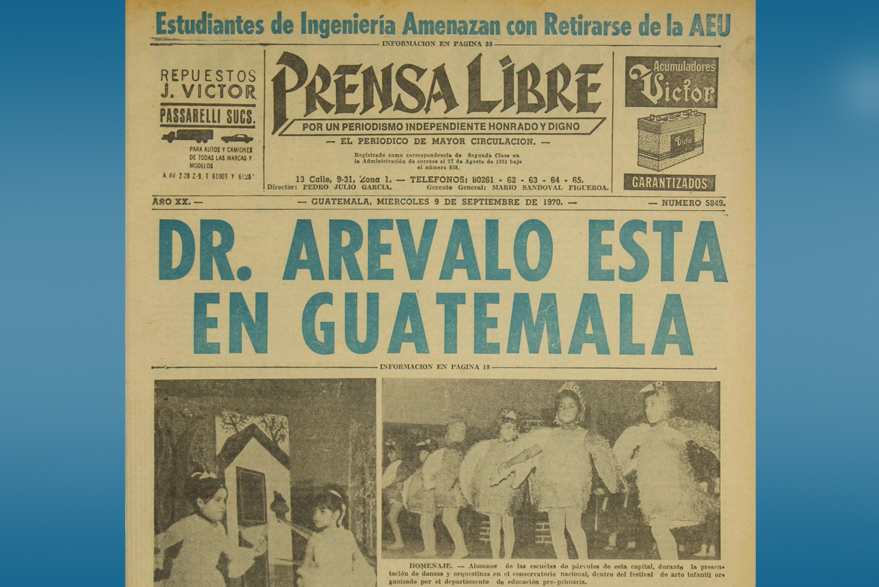 Portada de Prensa Libre del 9 de septiempre de 1970. (Foto: Hemeroteca PL)