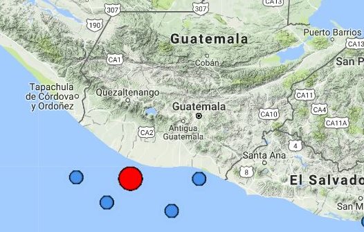 Ubicación del epicentro del sismo de 6 grados Richter.