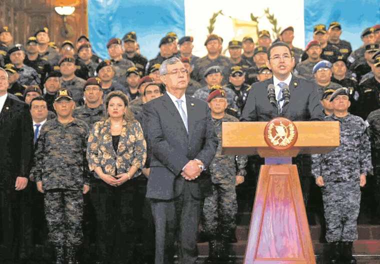 Presidente Morales al anunciar que no renovará mandato de Cicig. (Foto Prensa Libre: HemerotecaPL)