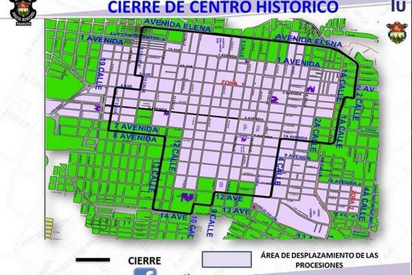 Imagen de las calles que estarán cerradas este Vienres Santo. (Foto Prensa Libre: Amilcar Montejo)<br _mce_bogus="1"/>