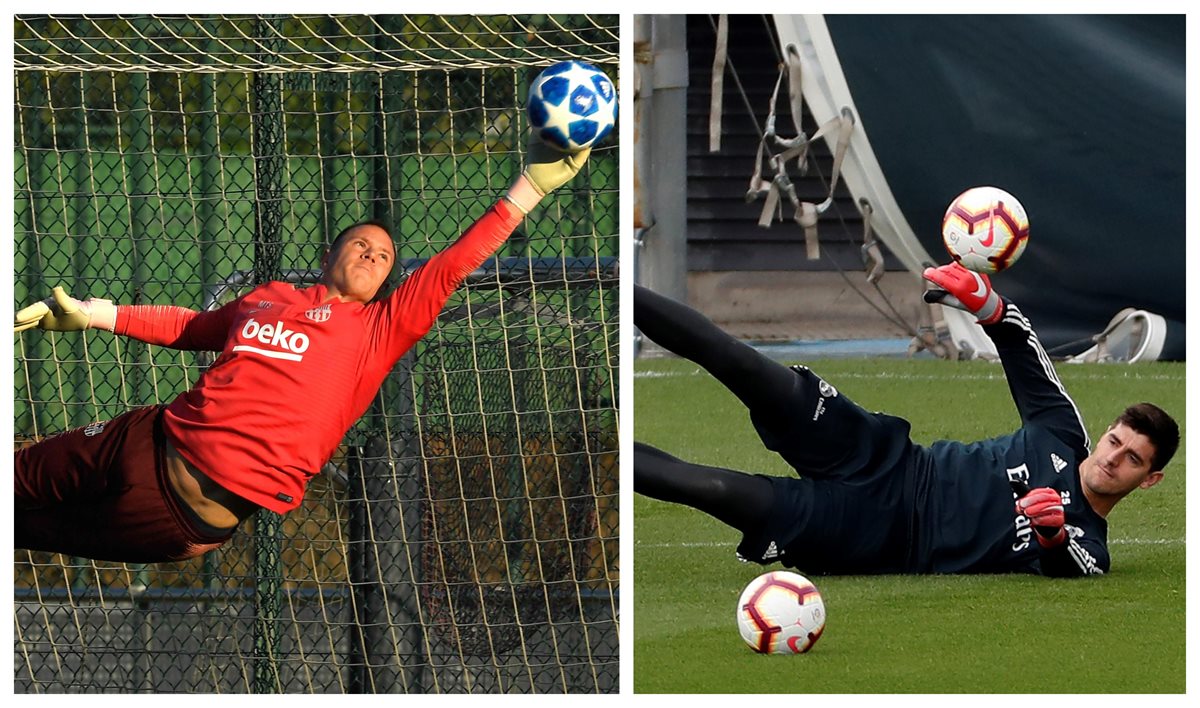 Ter Stegen y Courtois, los guardametas del Barcelona y Real Madrid. (Foto Prensa Libre: AFP Y EFE)
