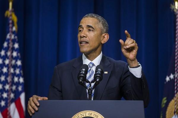 El presidente de Estados Unidos, durante su discurso en la Cumbre Internacional contra el Extremismo Violento en la Casa Blanca. (Foto Prensa Libre: AP).