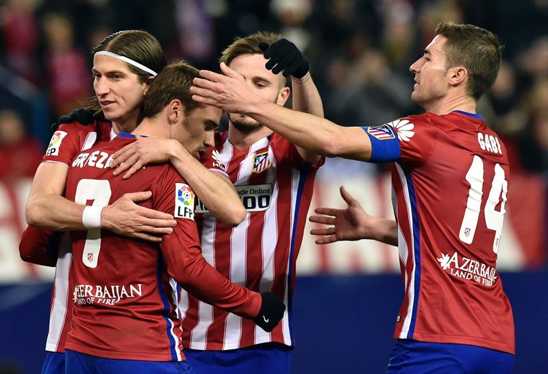 Los jugadores del Atlético de Madrid festejaron el triunfo. (Foto Prensa Libre: AFP)