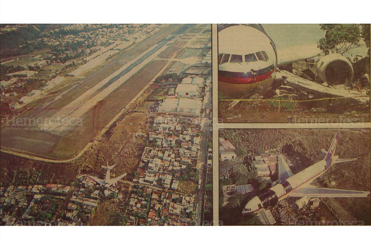 Unas 200 viviendas de las colonias La Libertad y Santa Fe estuvieron en peligro de ser arrasadas, luego que un boeing 767 de la compan?ía TACA se accidentara. 6/4/1993. (Foto: Hemeroteca PL)