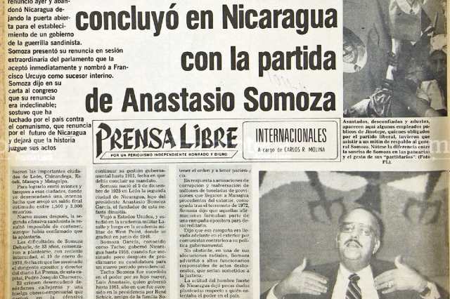 Tachito” Somoza es derrocado en Nicaragua