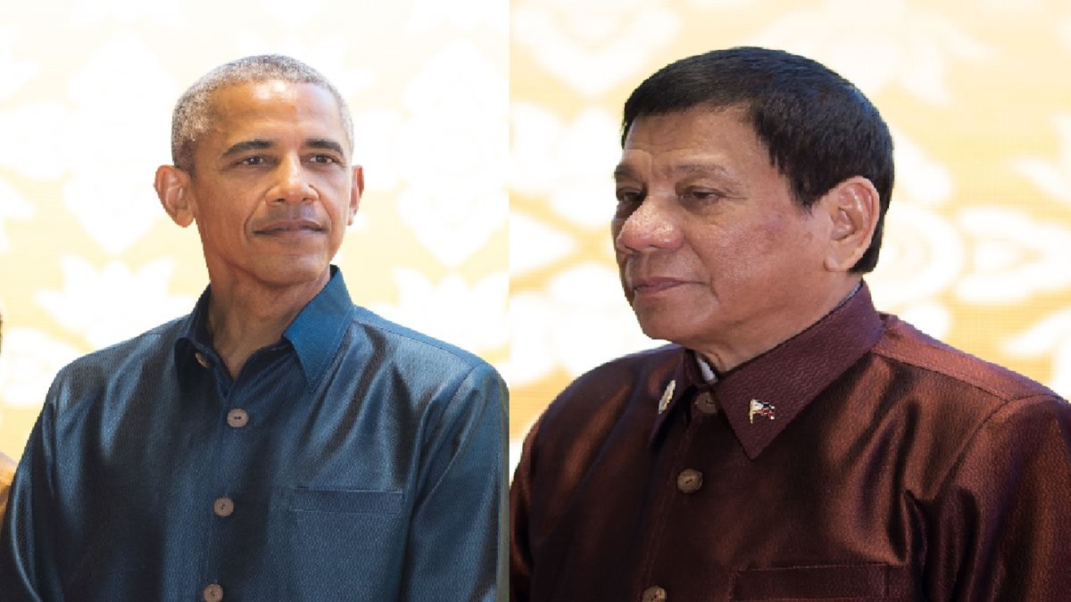 Barack Obama, presidente de Estados Uniods se reunió brevemente con su par filipino, Rodrigo Duterte. (Foto Prensa Libre: AP).
