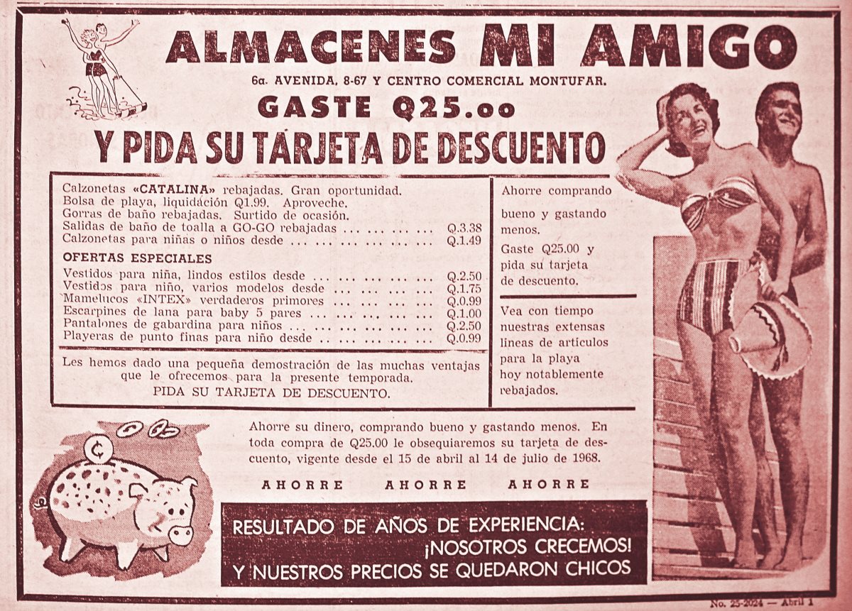 REPRODUCCIONES  DE ANUNCIOS QUE SE PUBLICABAN EN PRENSA LIBRE. (1968).