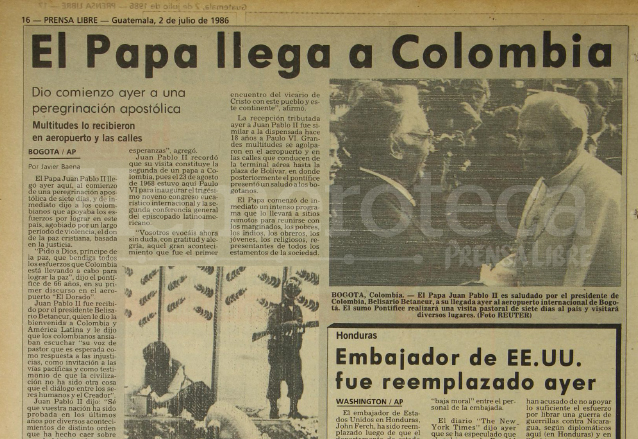 Juan Pablo II llegó a Colombia el 1 de julio de 1986. (Foto: Hemeroteca PL)