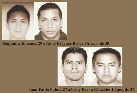 Fotos de los cuatro investigadores desaparecidos. (Foto Prensa Libre: Carlos Ventura)