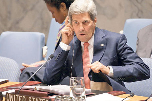 John Kerry, durante una reunión ayer en la sede de la Organización de las Naciones Unidas.
