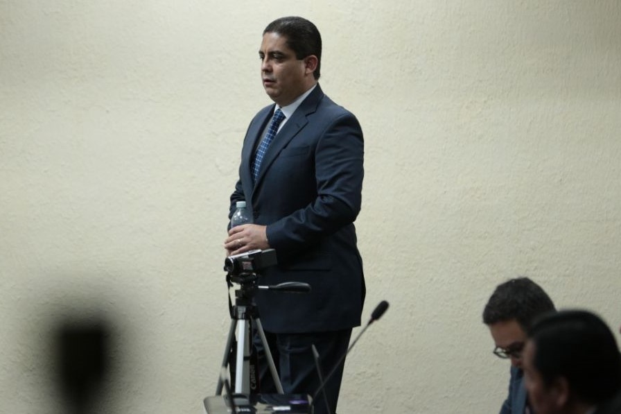 Mega sala de audiencias de la Torre de Tribunales durante el tercer día de audiencia de declaración en anticipo de prueba de Juan Carlos Monzón. (Foto Prensa Libre: Carlos Hernández)