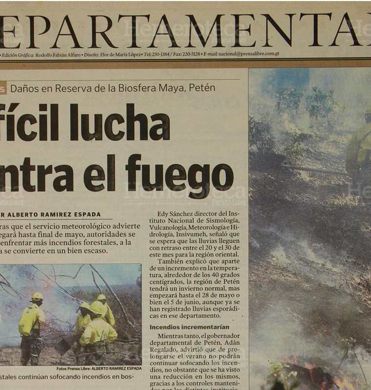 Apagafuegos han controlado varios incendios en Petén. Sin embargo, de continuar el verano se podría agravar la situación.13/5/2002. (Foto: Hemeroteca PL)