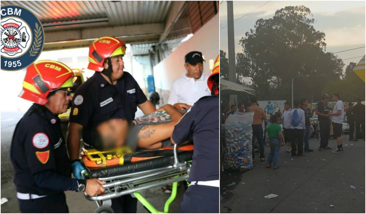 El supuesto problema fue entre aficionados cremas y revendedores, en el Clásico 302. (Foto Prensa Libre: Bomberos Municipales y Jorge Ovalle)