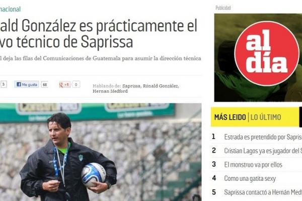 En la edición electrónica del diario Al Día de Costa Rica, aseguran que Ronald González dirigirá al Saprissa. (Foto Prensa Libre)