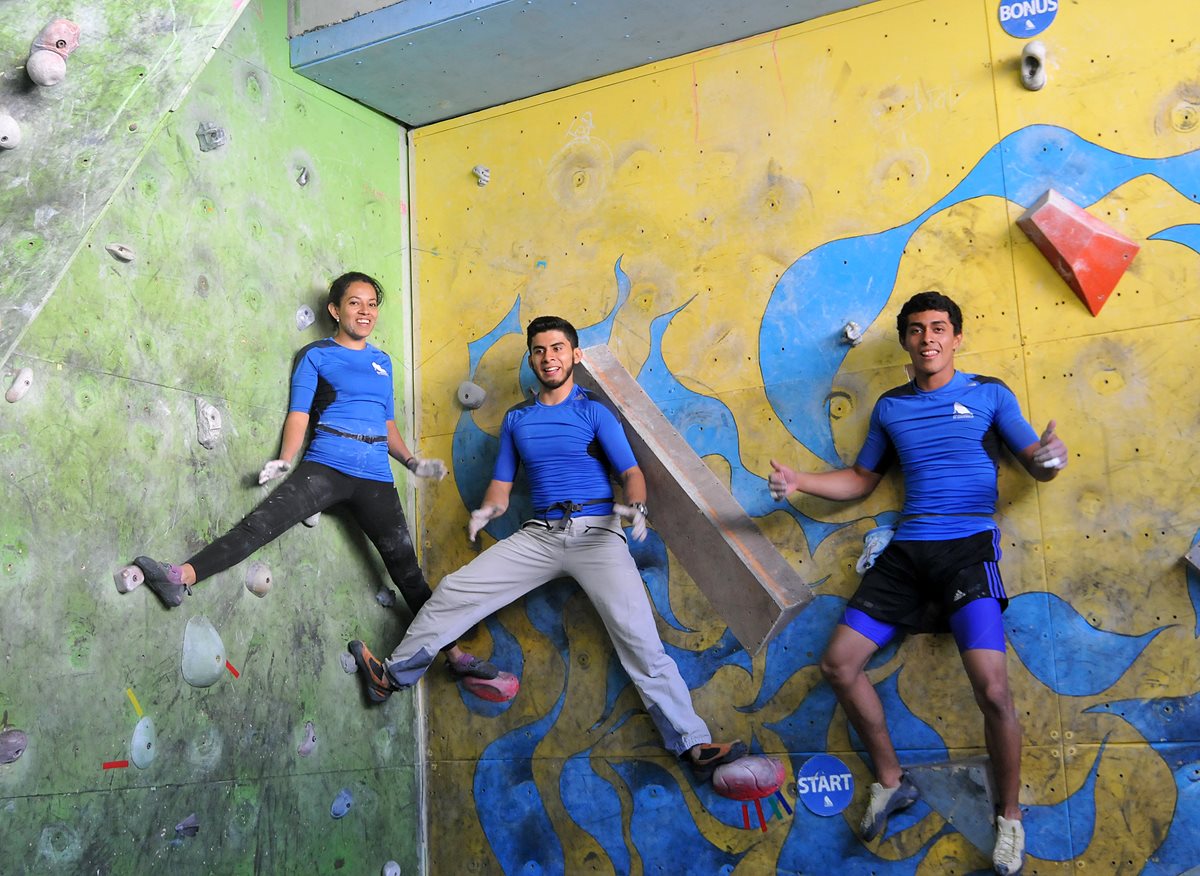 Ayleen Guaré, Héctor Mejía y Érick Morales son atletas destacados de la escalada deportiva y cada día se esfuerzan para ser mejores. (Foto Prensa Libre: Gloria Cabrera)