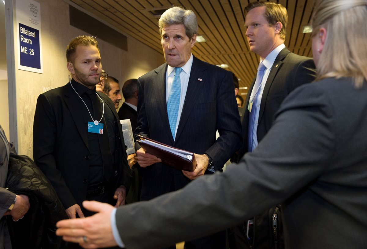 El secretario de Estado de EE. UU., John Kerry, en Davos, Suiza, donde participa en el Foro Económico Mundial. (Foto Prensa Libre: AFP).