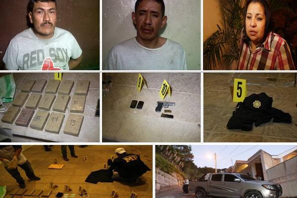 En la vivienda se incautó 15 kilos de cocaína. (Foto Prensa Libre: PNC)