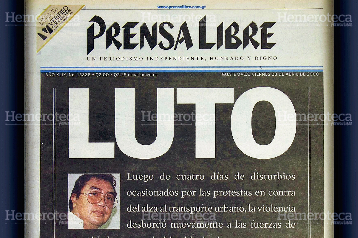 Portada de Prensa Libre del 28 de abril de 2000. (Foto: Hemeroteca PL)