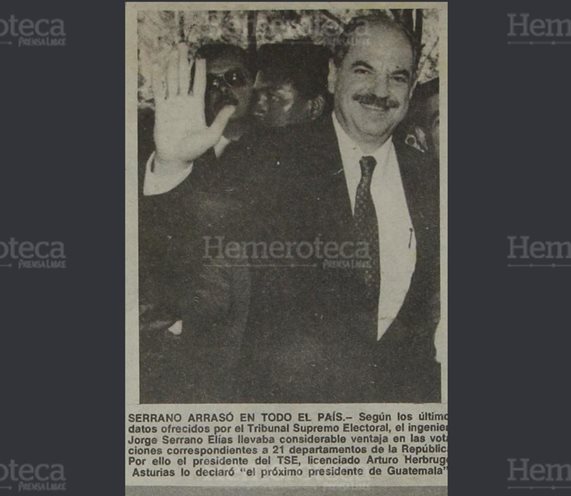 Serrano Elías al momento de ser notificado por el TSE que era el próximo Presidente de Guatemala