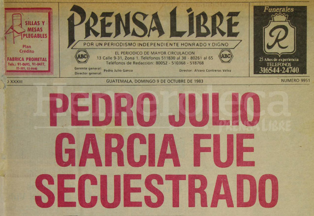 Titular de Prensa Libre del 9/10/1983. (Foto: Hemeroteca PL)