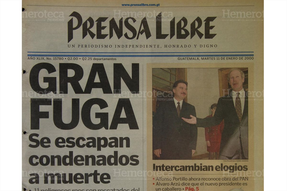 Portada de Prensa Libre del 11/1/2000. (Foto: Hemeroteca PL)