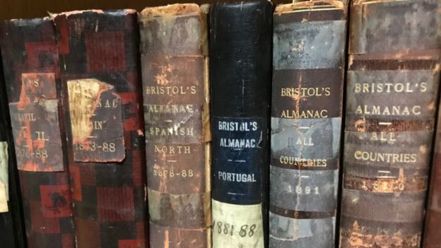 Todas las ediciones del Almanaque de Bristol están compiladas en libros archivados en las oficinas de Lanman & Kemp-Barcley (Foto: Daisy Villegas-Daniel)