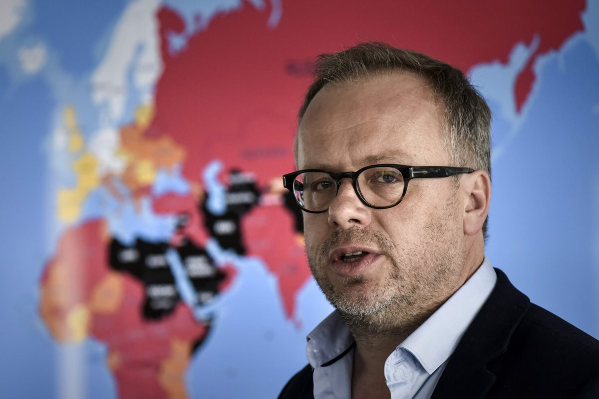 Christophe Deloire, secretario general de RSF. habla durante presentación de informe. (Foto Prensa Libre: AFP)